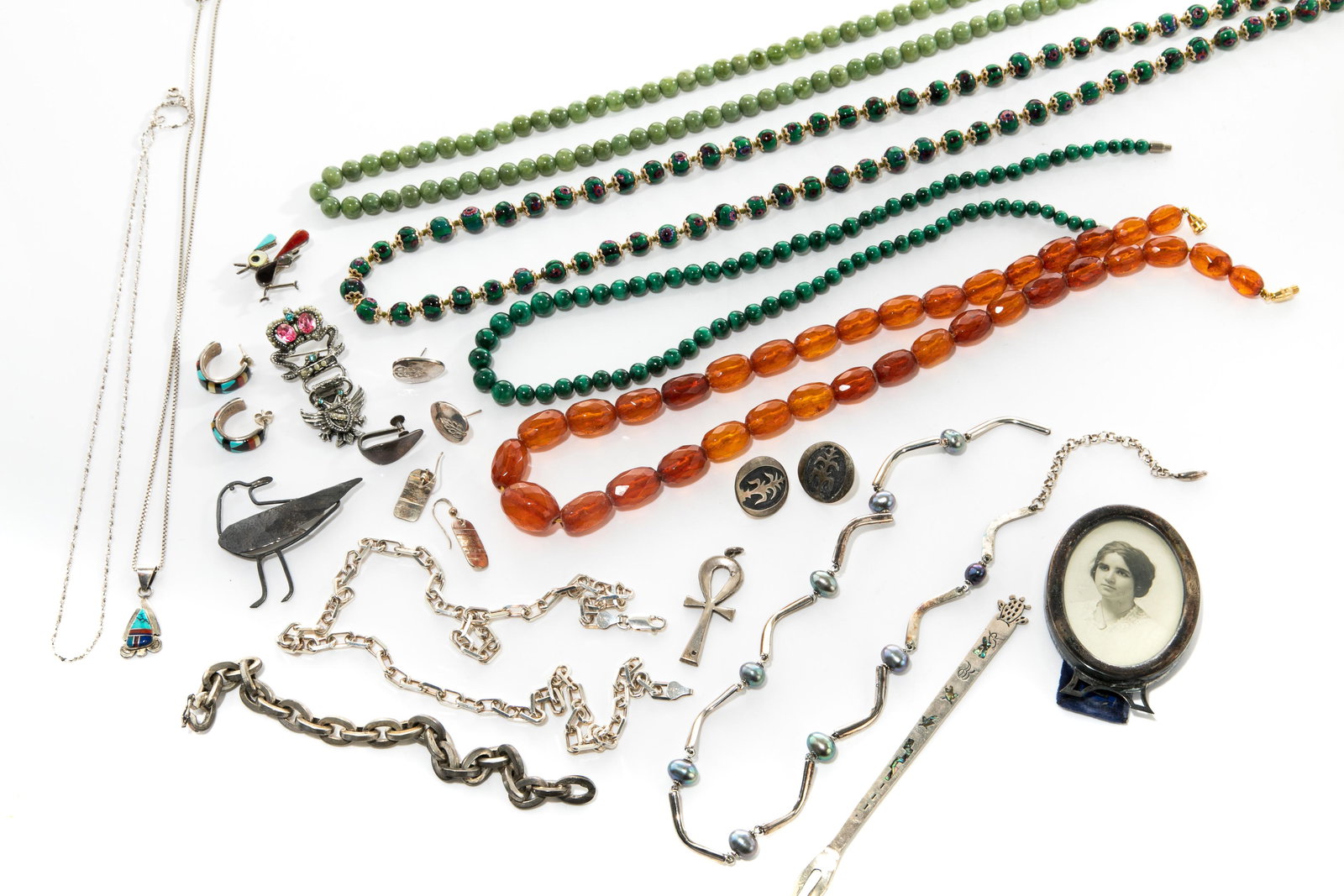 LOT OF SILVER & COSTUME JEWELLERY (1 of 1)