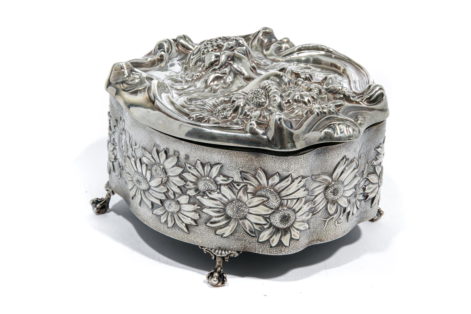 ART NOUVEAU ENGLISH SILVER JEWELLERY BOX (1 of 5)