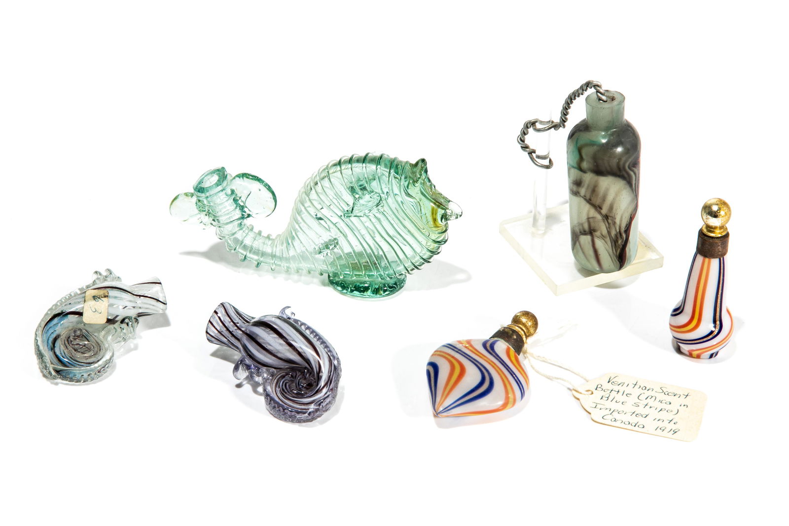 GROUP OF SIX VINTAGE GLASS SCENT BOTTLES (1 of 1)