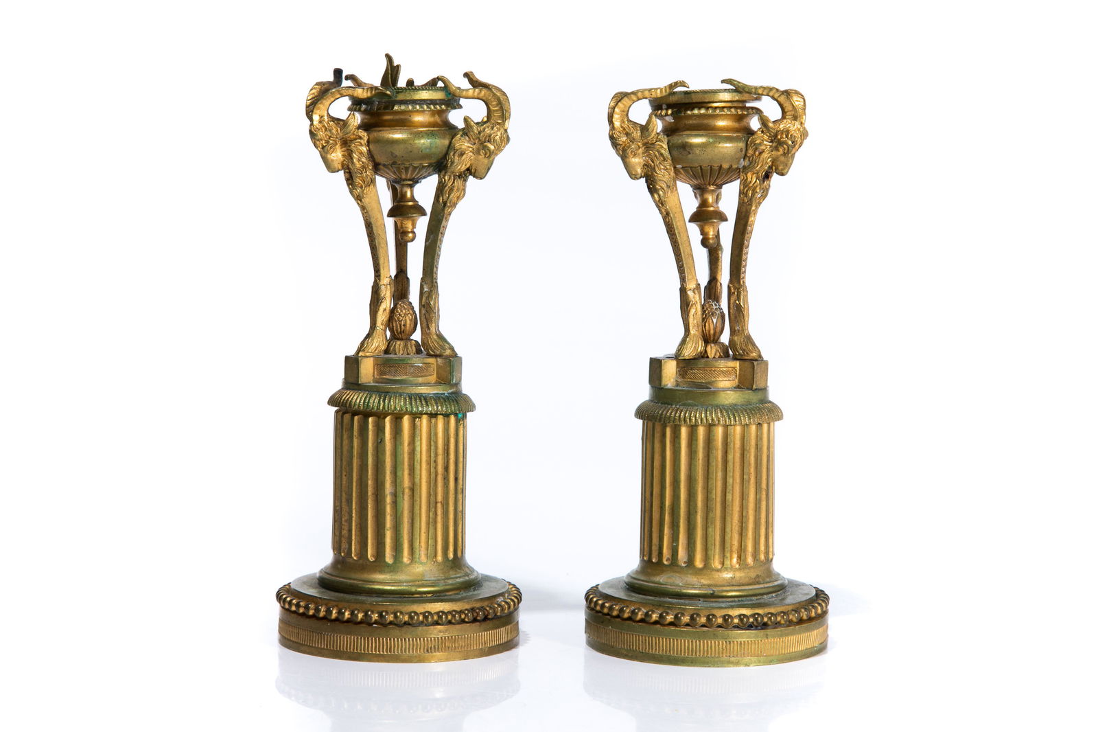 PAIR OF GILDED BRONZE FIGURAL CANDLESTICKS (1 of 2)