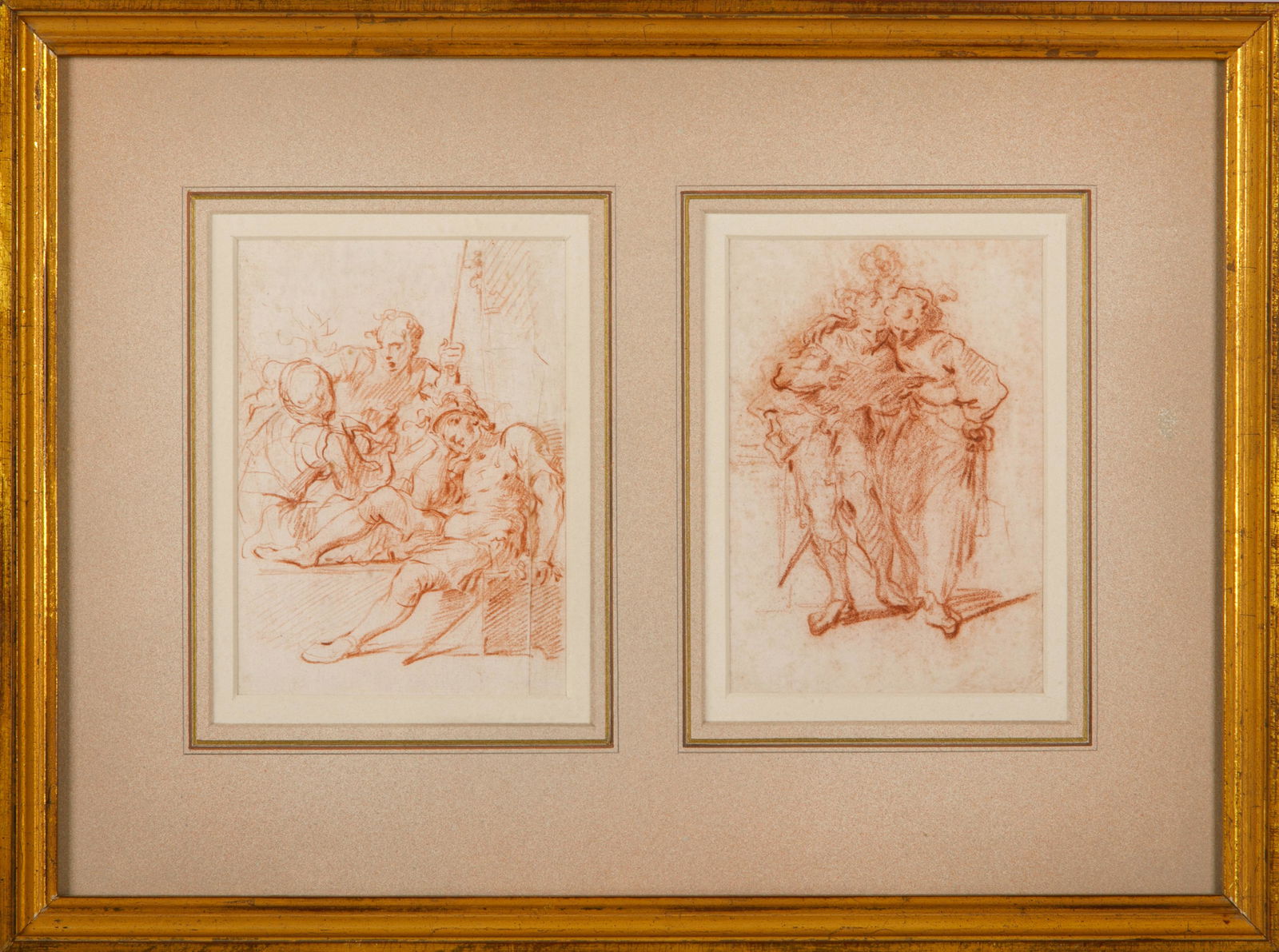TWO FRAMED OLD MASTER STYLE RED CHALK SKETCHES (1 of 2)