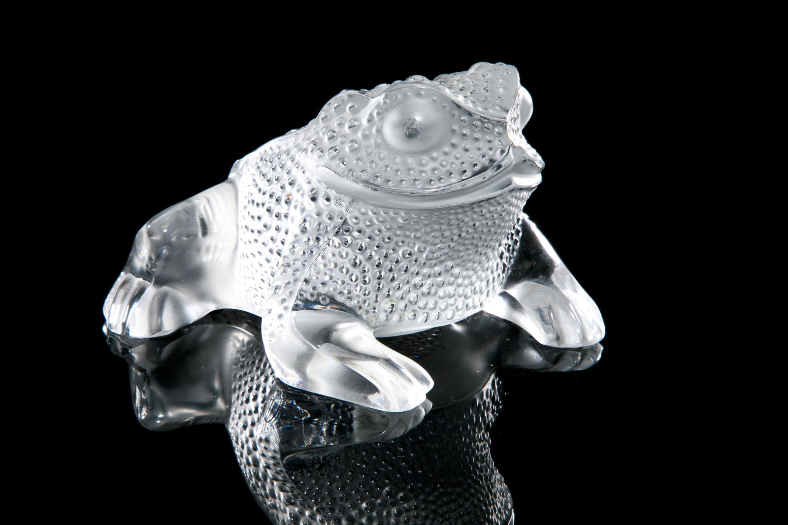 LALIQUE FRANCE GLASS FROG FIGURE (1 of 3)