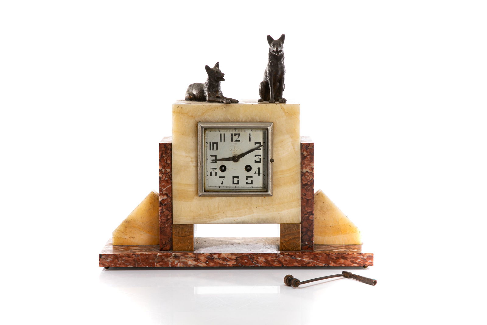 ART DECO MARBLE FIGURAL MANTLE CLOCK (1 of 8)