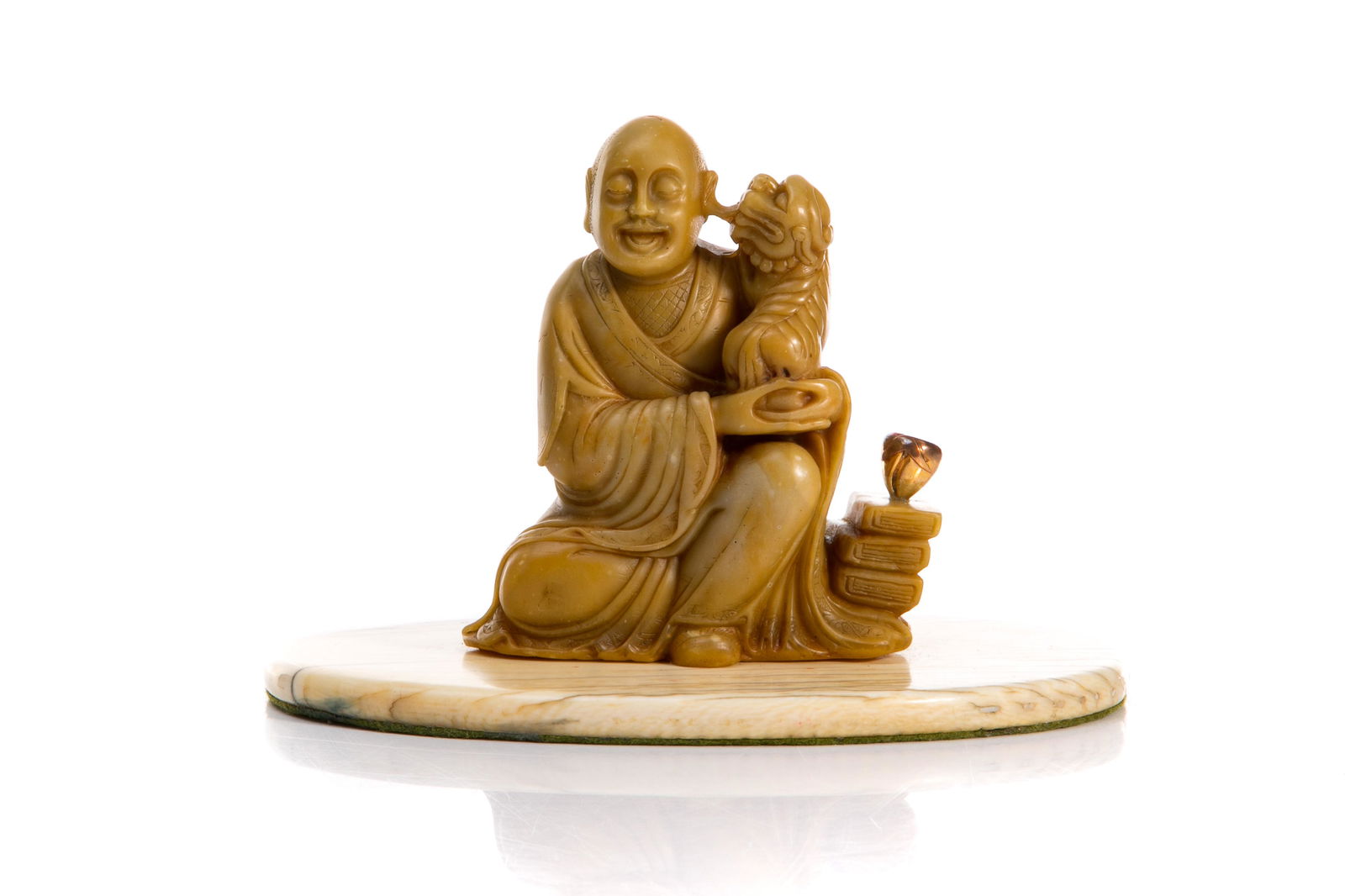 CHINESE SHOUSHAN SOAPSTONE LUOHAN FIGURE (1 of 4)