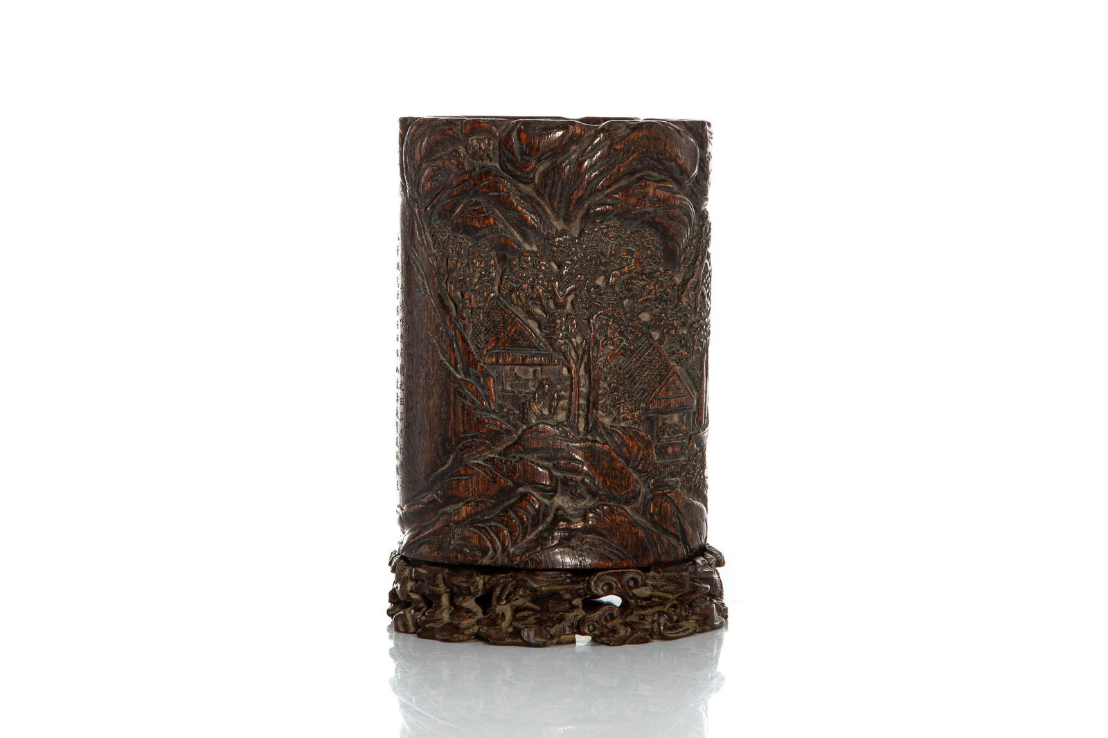 FINELY CARVED BRUSH POT WITH INSCRIBED POEM (1 of 4)