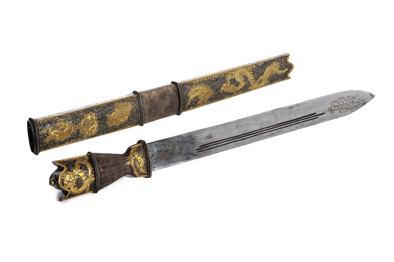 SILVER & GILT SCABBARD WITH SHAGREEN (1 of 8)
