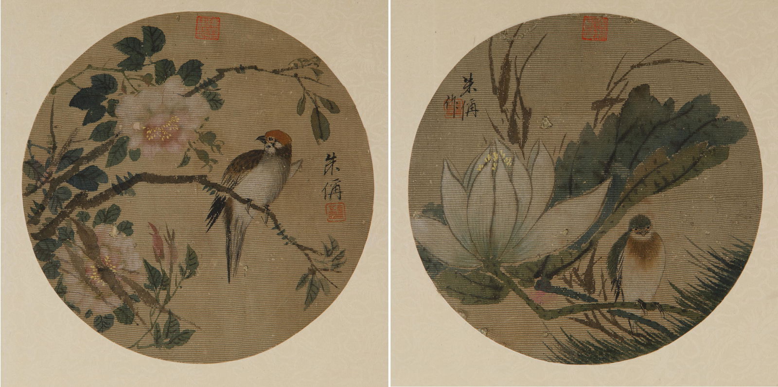 ZHU CHENG (1826-1900), TWO BIRD & FLOWERS PAINTING (1 of 7)