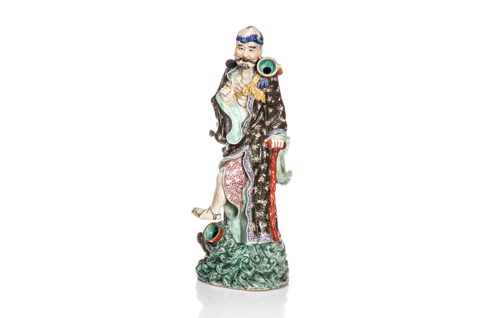 LARGE FAMILLE ROSE PORCELAIN FIGURE OF LI TIEGUAI (1 of 9)