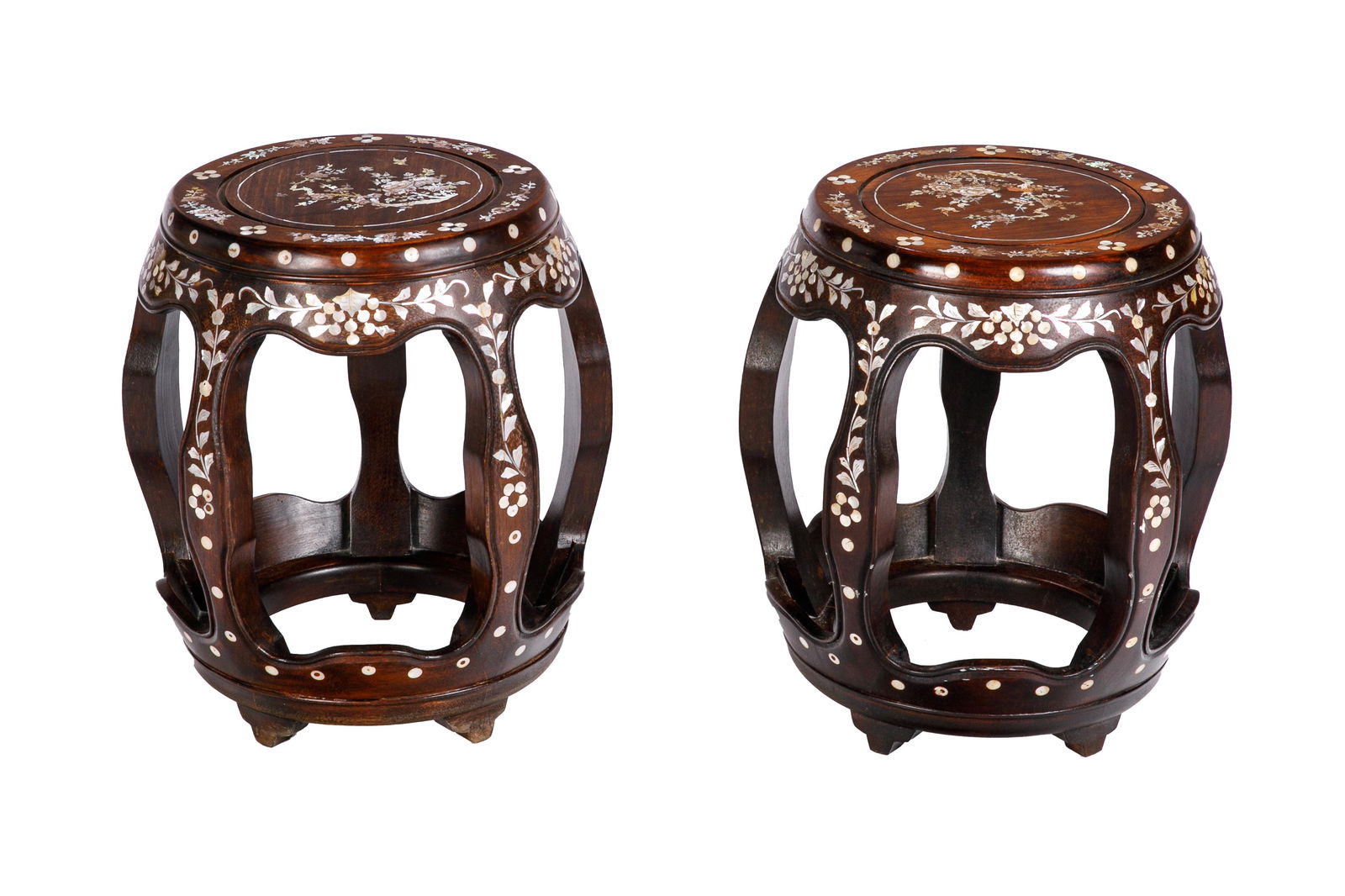 PAIR OF CHINESE HARDWOOD DRUM STOOLS (1 of 5)