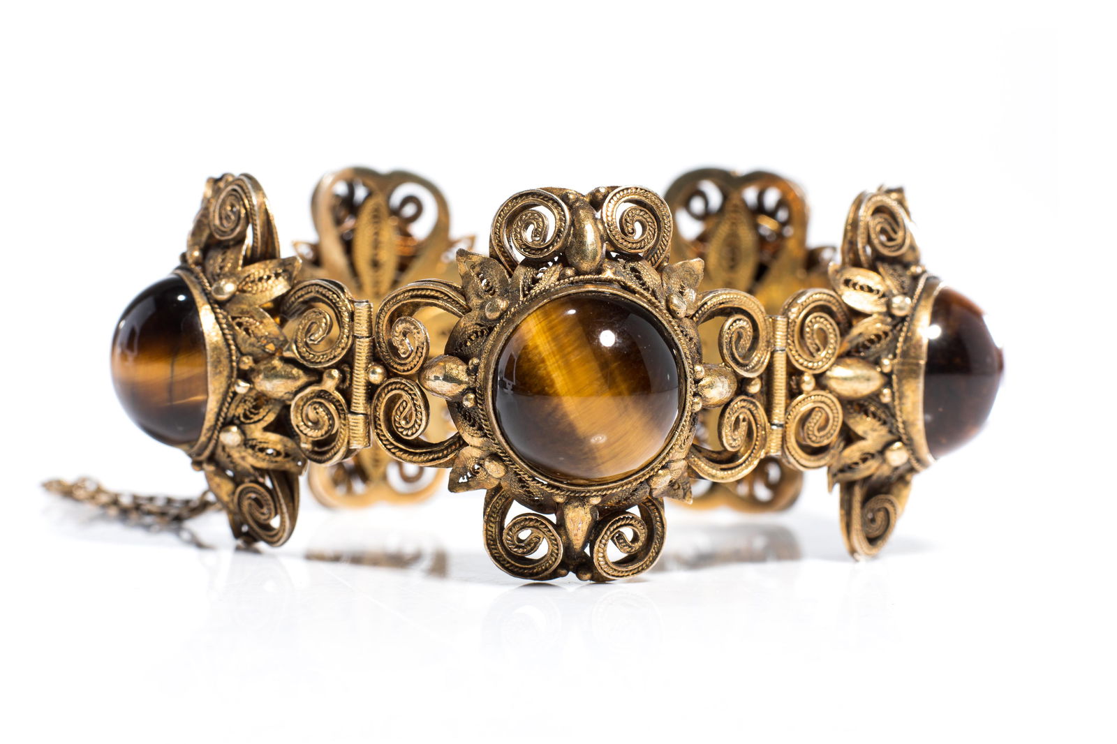 CHINESE EXPORT VERMEIL SILVER GILT BRACELET, 58g (1 of 2)