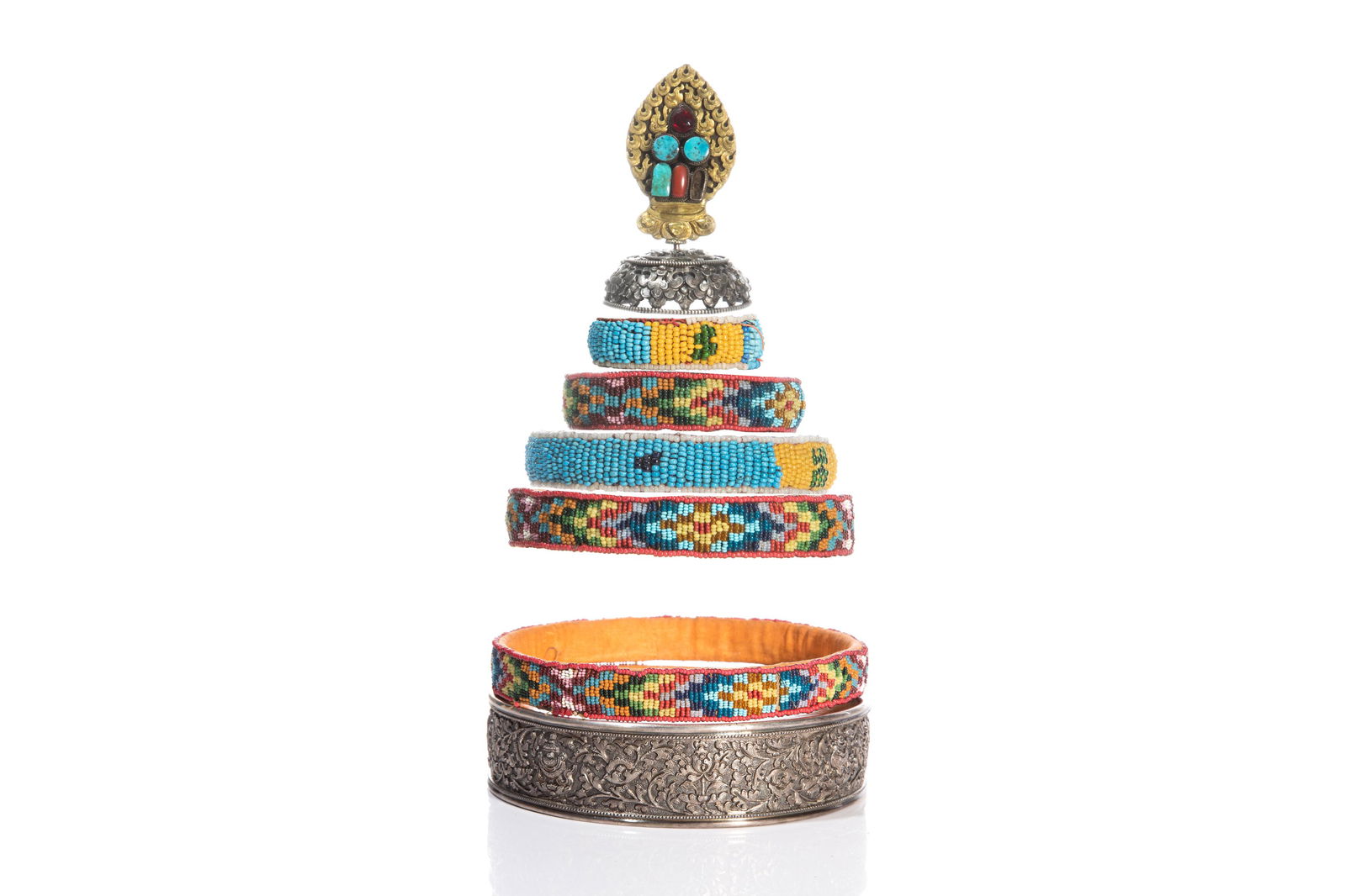 TIBETAN MANDALA OF SILVER AND BEADS (1 of 1)