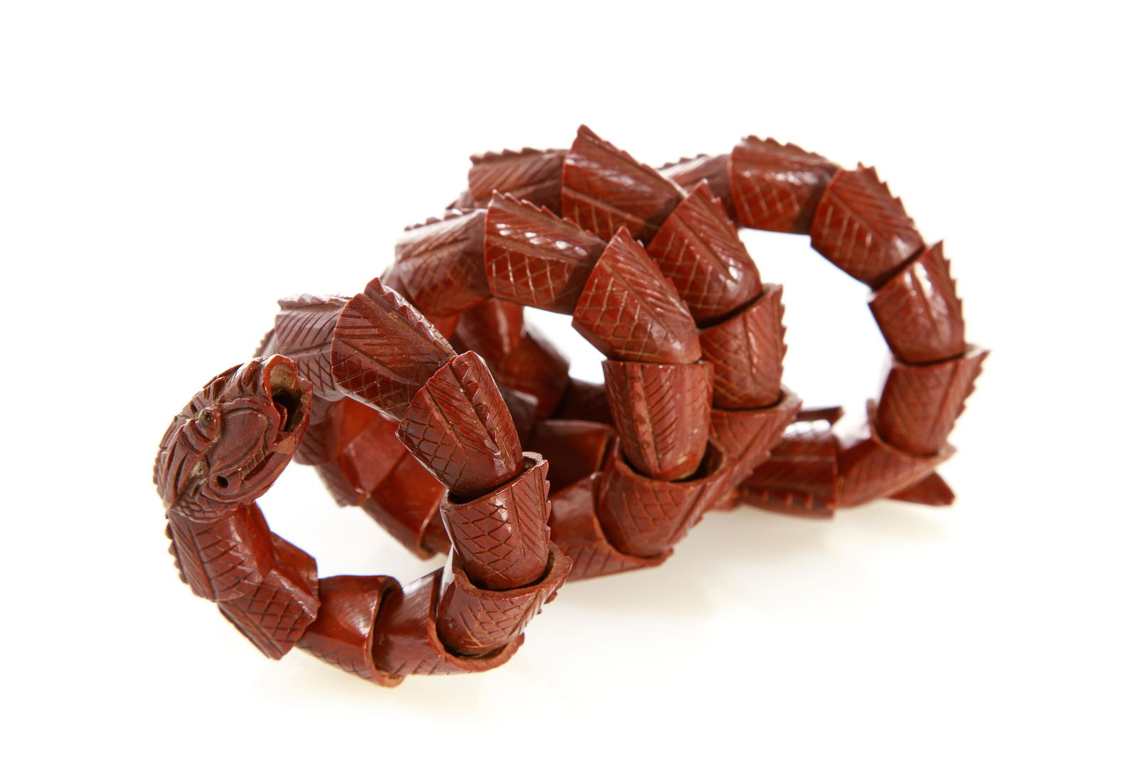 CHINESE CARVED NUT SERPENT BRACELET, 42g (1 of 3)