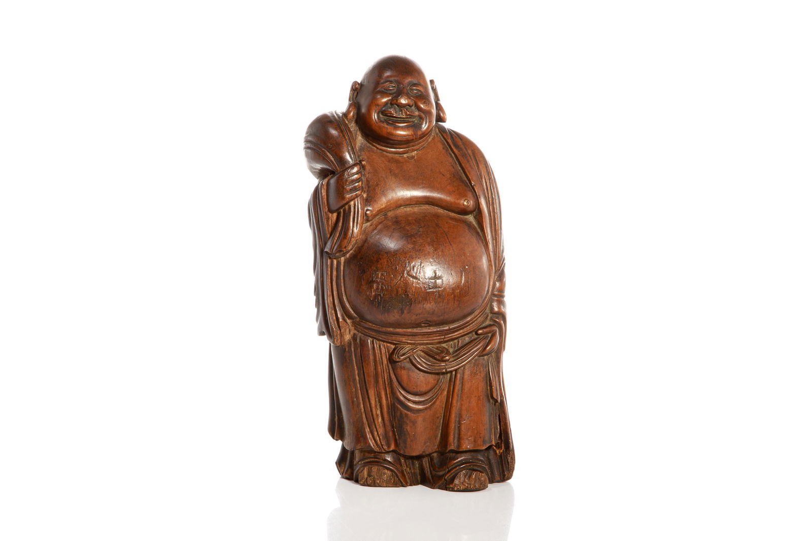 CARVED HARDWOOD FIGURE OF BUDDHA (1 of 8)