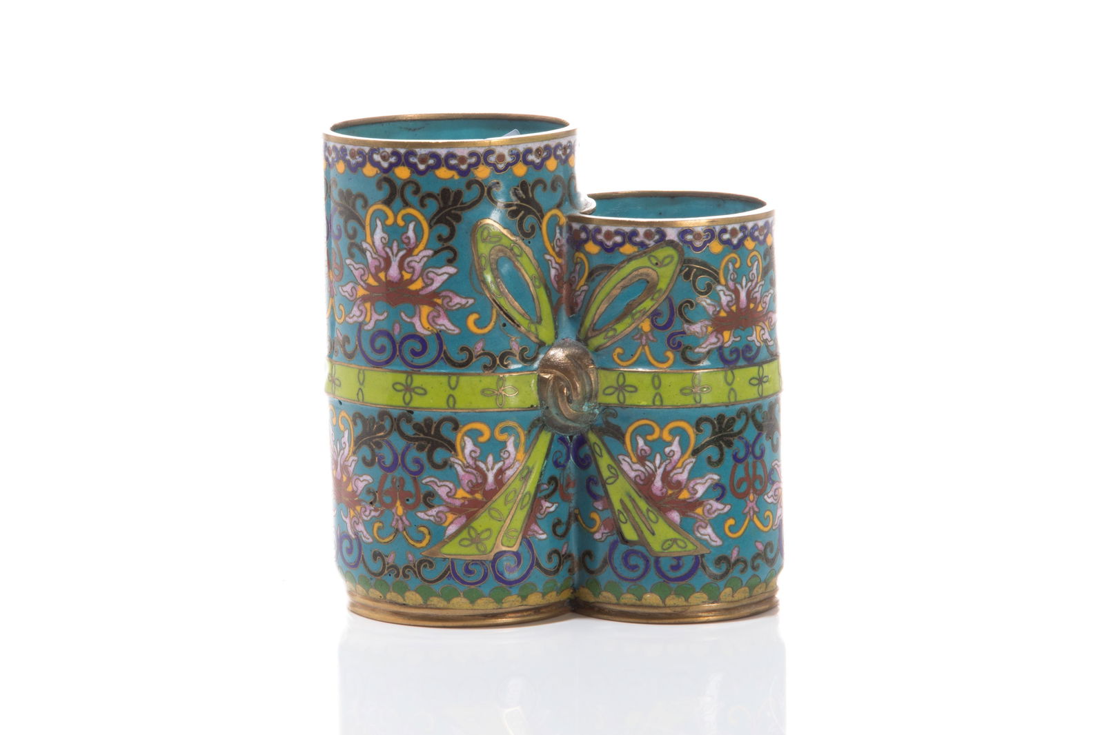 CHINESE CLOISONNE BRUSH POT AND BOX (1 of 8)