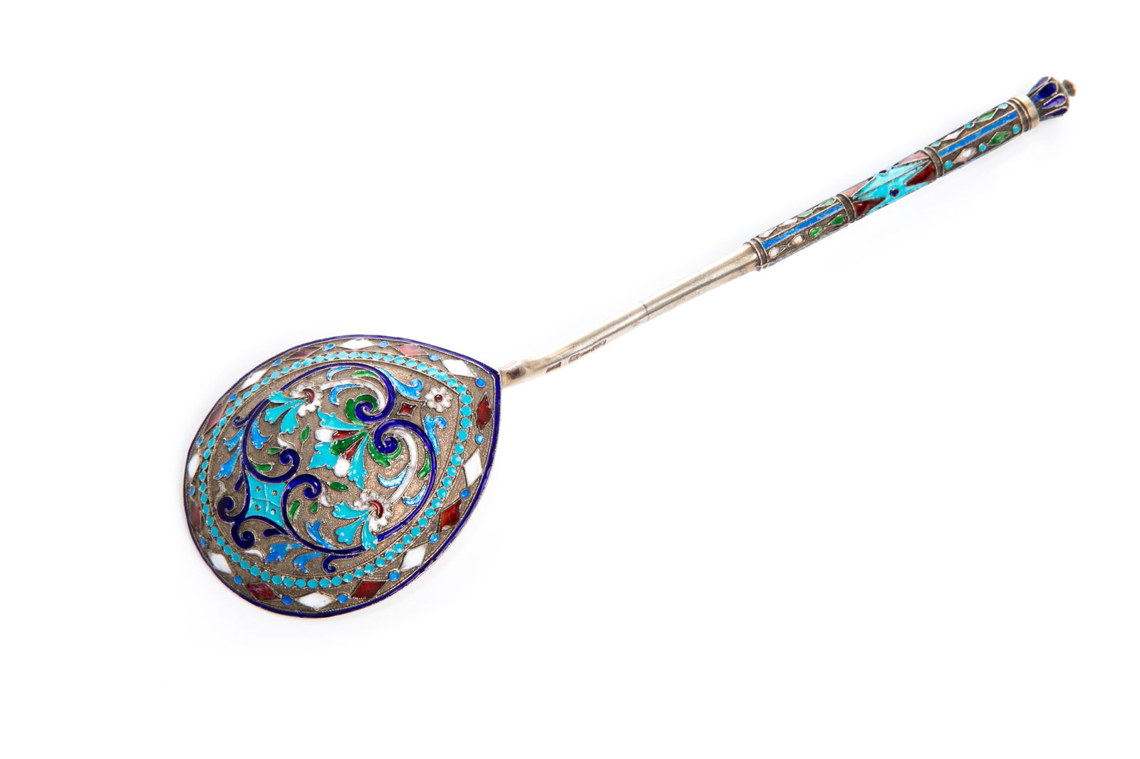 19TH C RUSSIAN SILVER & ENAMEL SPOON, 57g (1 of 5)