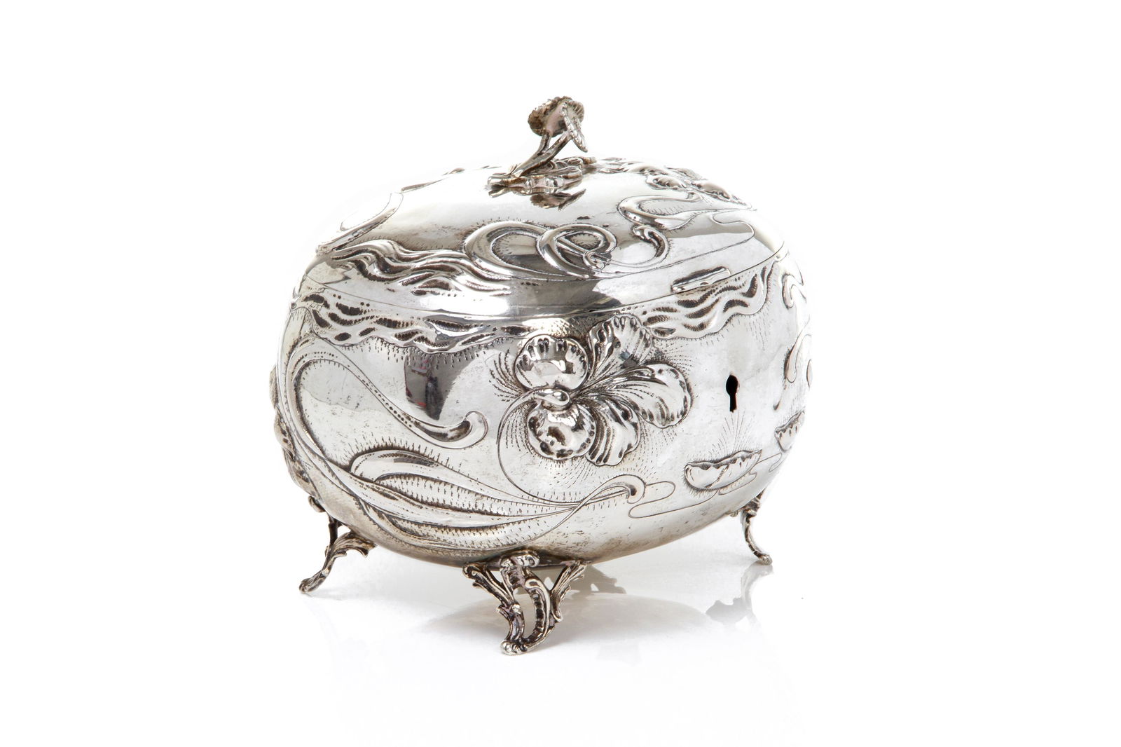 ART NOUVEAU AUSTRIAN SILVER SUGAR CADDY 355g (1 of 4)