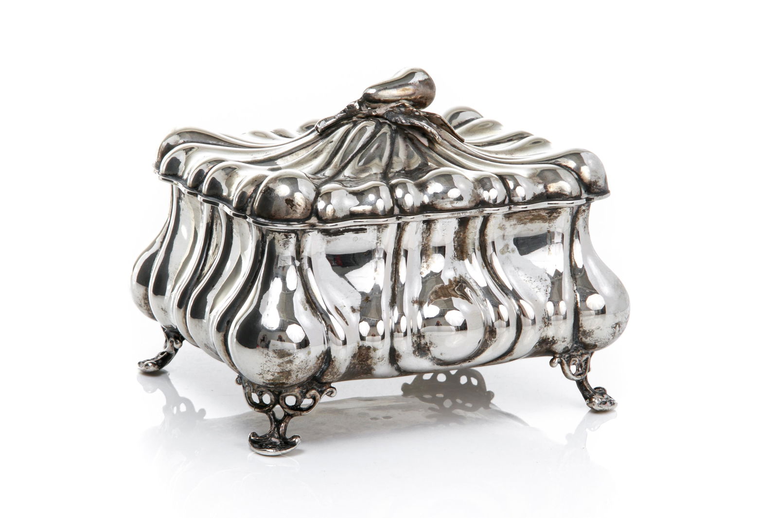 19TH C AUSTRO HUNGARIAN SILVER SUGAR BOX, 576g (1 of 6)