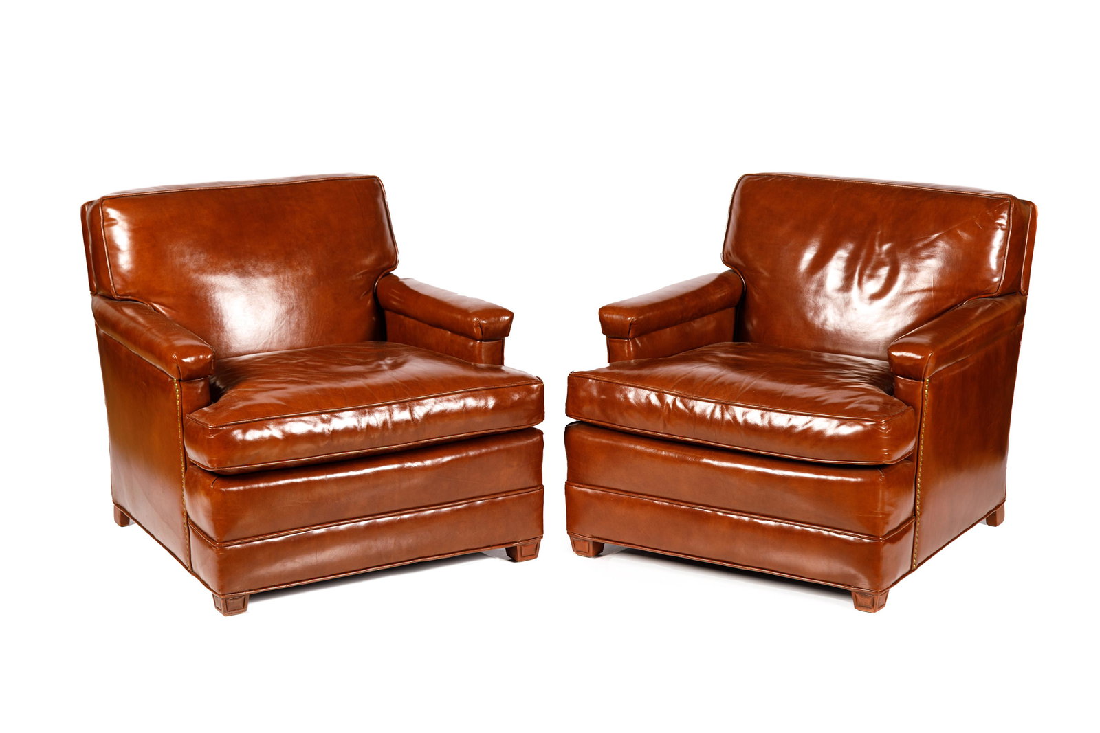 PAIR OF VINTAGE BROWN LEATHER CLUB CHAIRS (1 of 4)