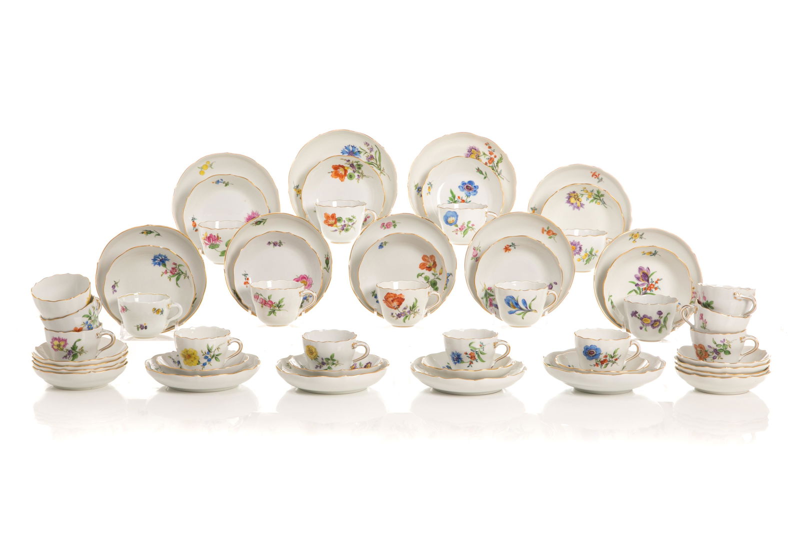 TWENTY MEISSEN PORCELAIN DEMI TASSE CUPS & SAUCERS (1 of 6)