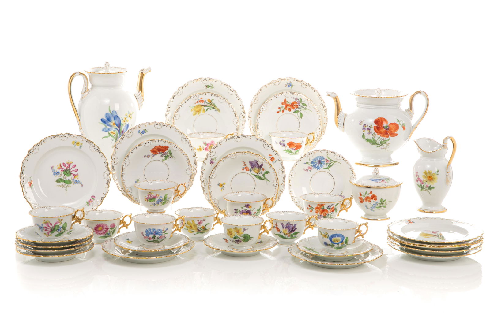 28 PCS MEISSEN PORCELAIN TEA & COFFEE SET (1 of 5)