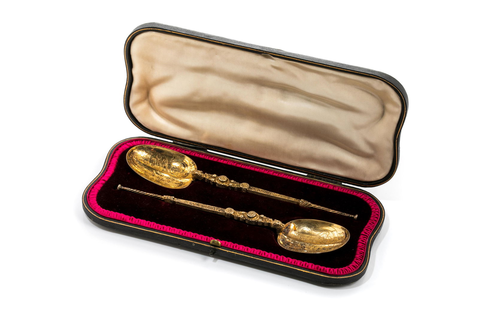 1902 SILVER GILT ANOINTING SPOONS, 190g (1 of 6)