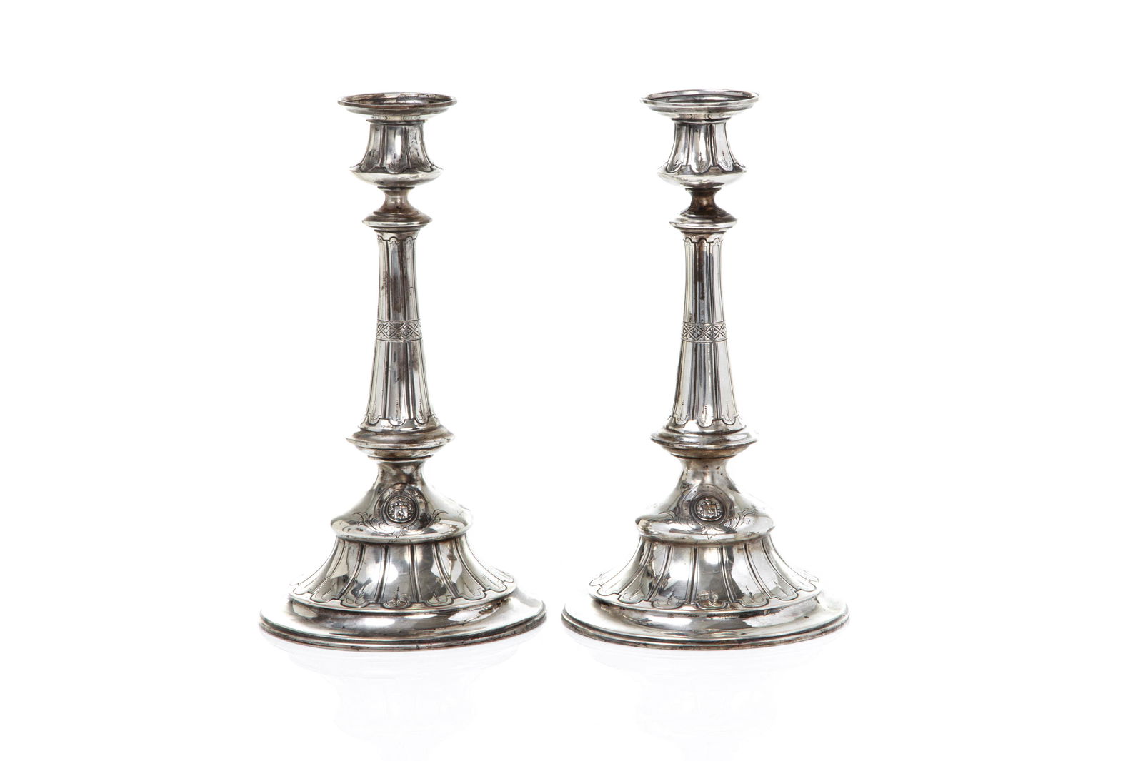 PAIR OF AUSTRIAN SILVER CANDLESTICKS, 584g (1 of 5)