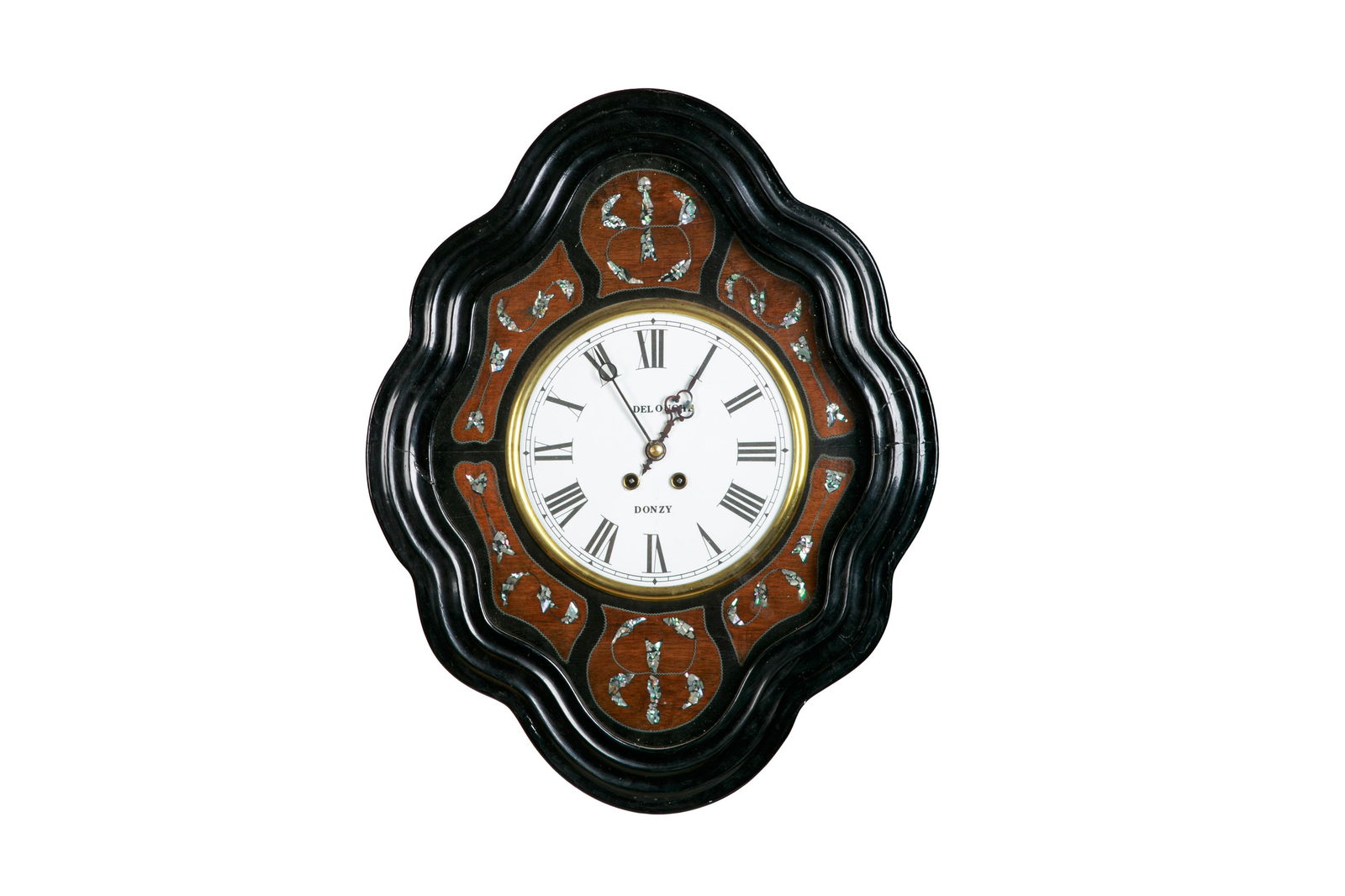 19th C FRENCH EBONIZED & BURLED WOOD WALL CLOCK (1 of 1)