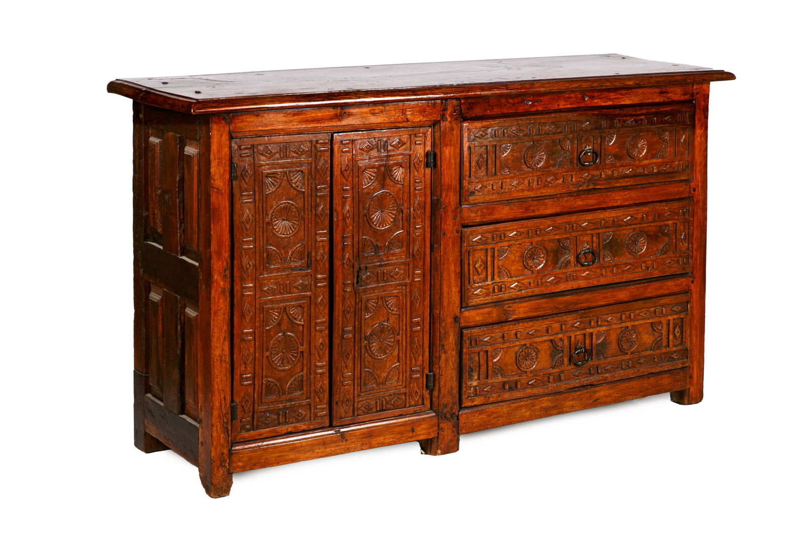 17th C SPANISH CARVED WALNUT CABINET (1 of 8)