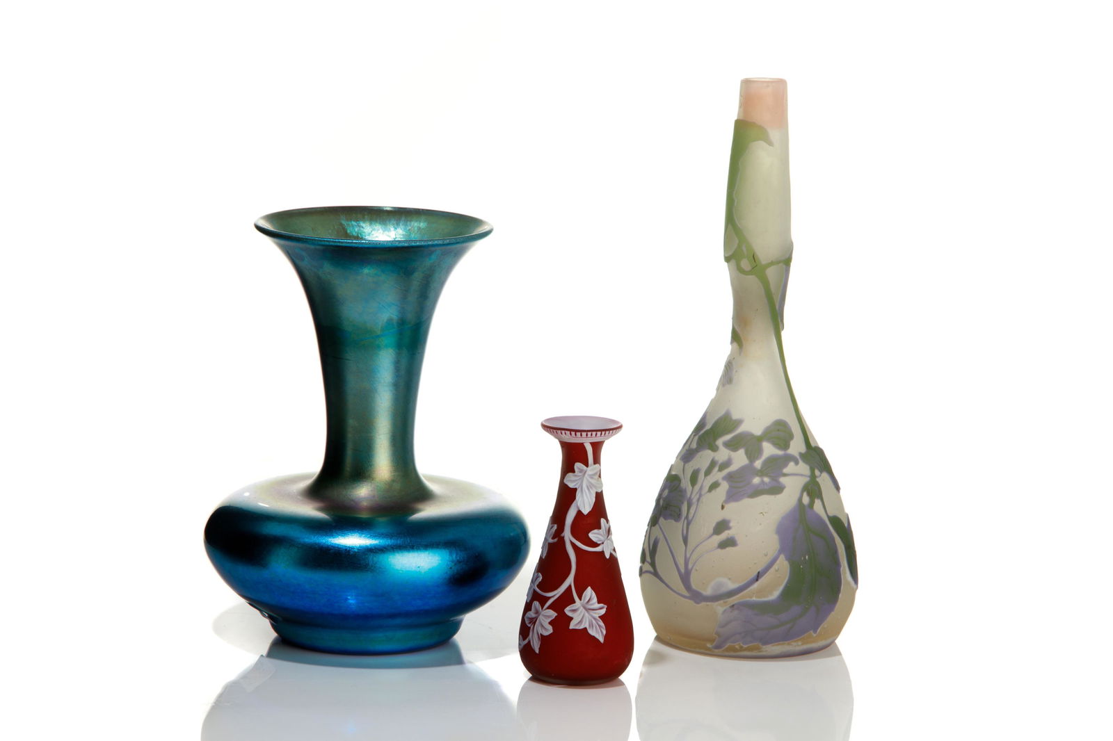 THREE ART GLASS VASES (1 of 3)