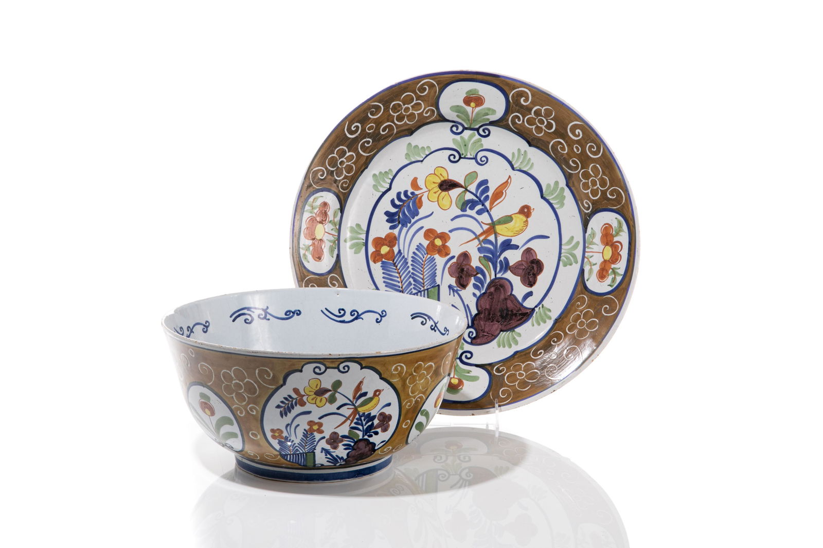 18th C DELFT POTTERY CHARGER & BOWL (1 of 2)