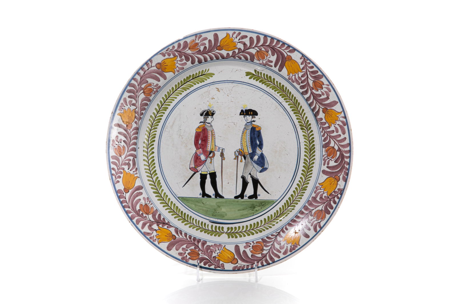 18TH C FRENCH FAIENCE POTTERY MILITARY CHARGER (1 of 4)