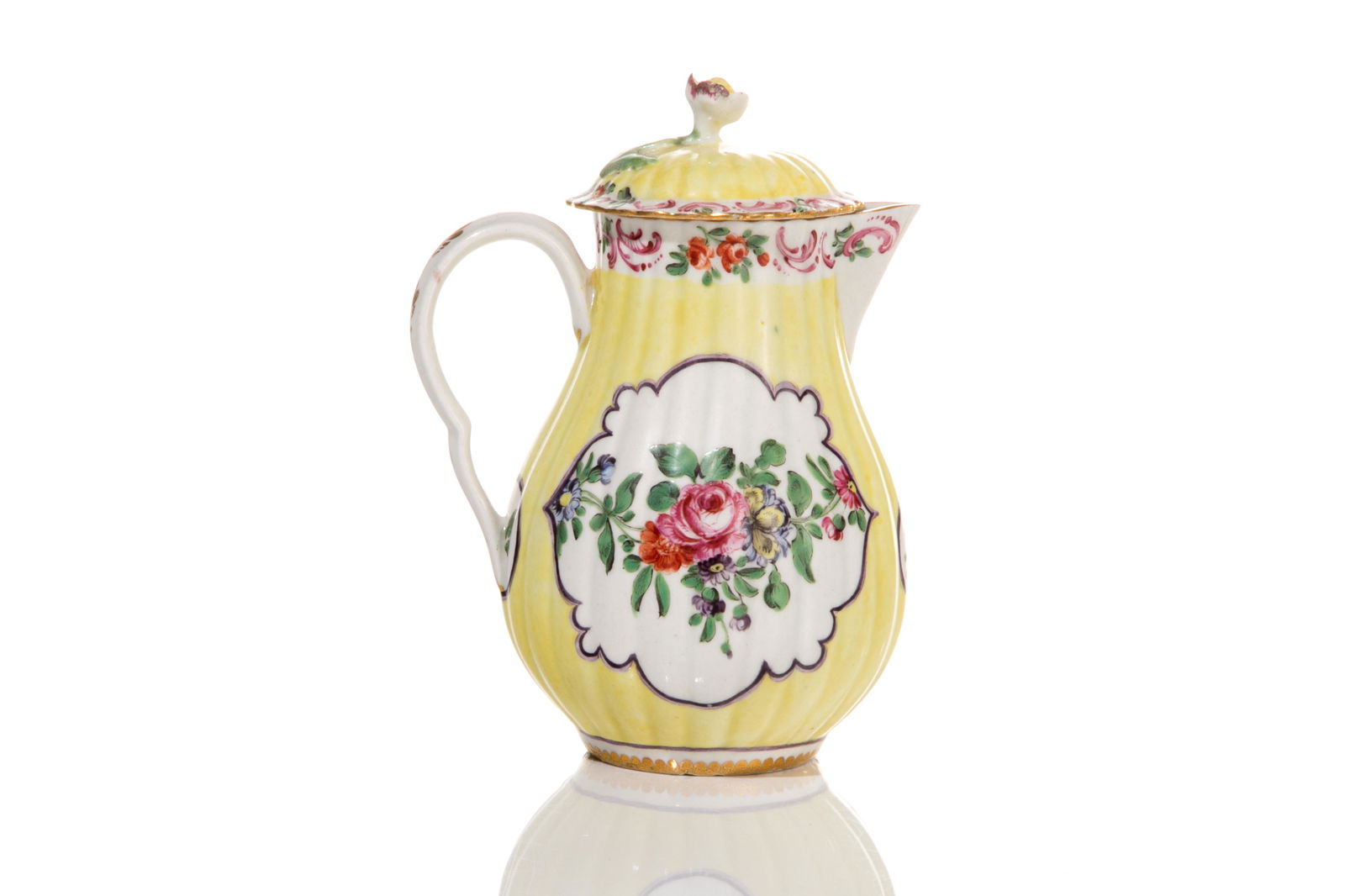 UNUSUAL 18TH C YELLOW GROUND PORCELAIN MILK JUG (1 of 5)