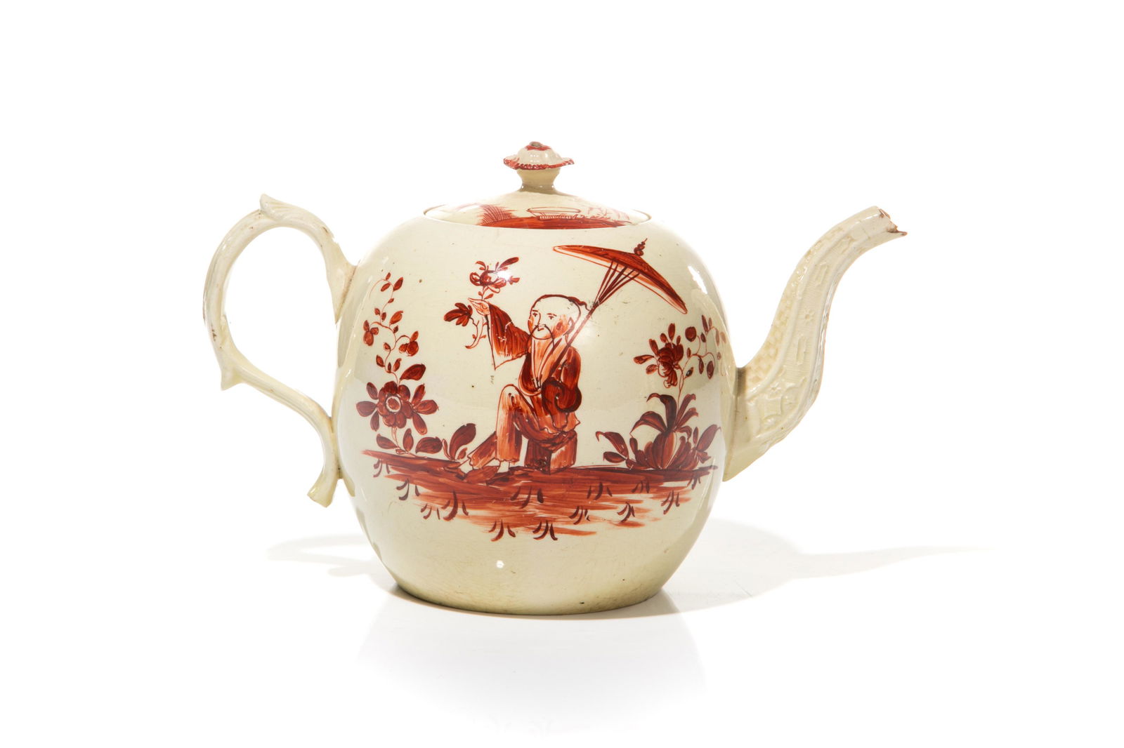 18TH C ENGLISH CREAMWARE POTTERY TEAPOT (1 of 3)