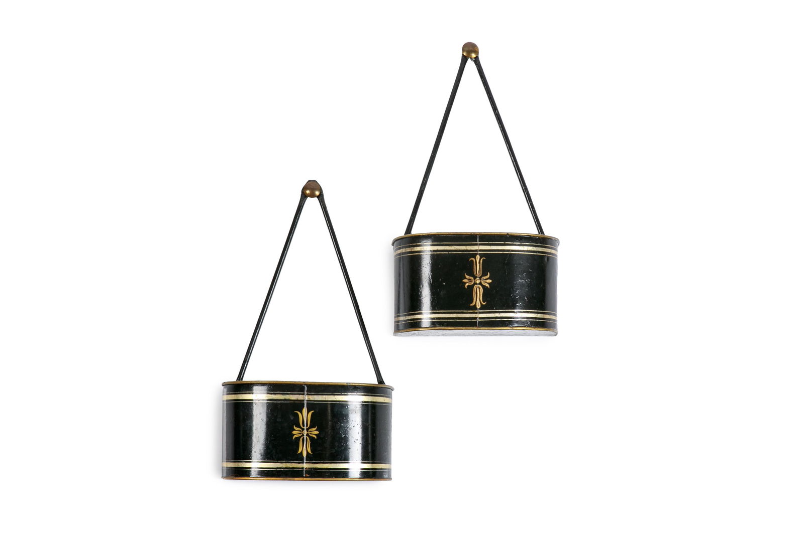 PAIR OF TOLE PAINTED HANGING WALL POCKETS (1 of 1)