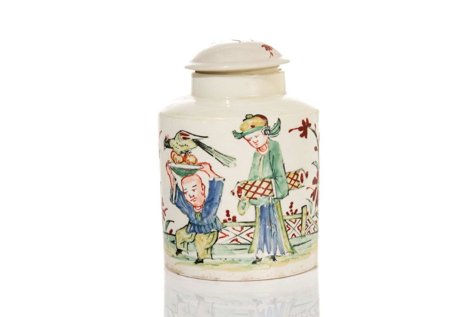 18TH C ENGLISH CREAMWARE CHINOISERIE TEA CADDY (1 of 4)