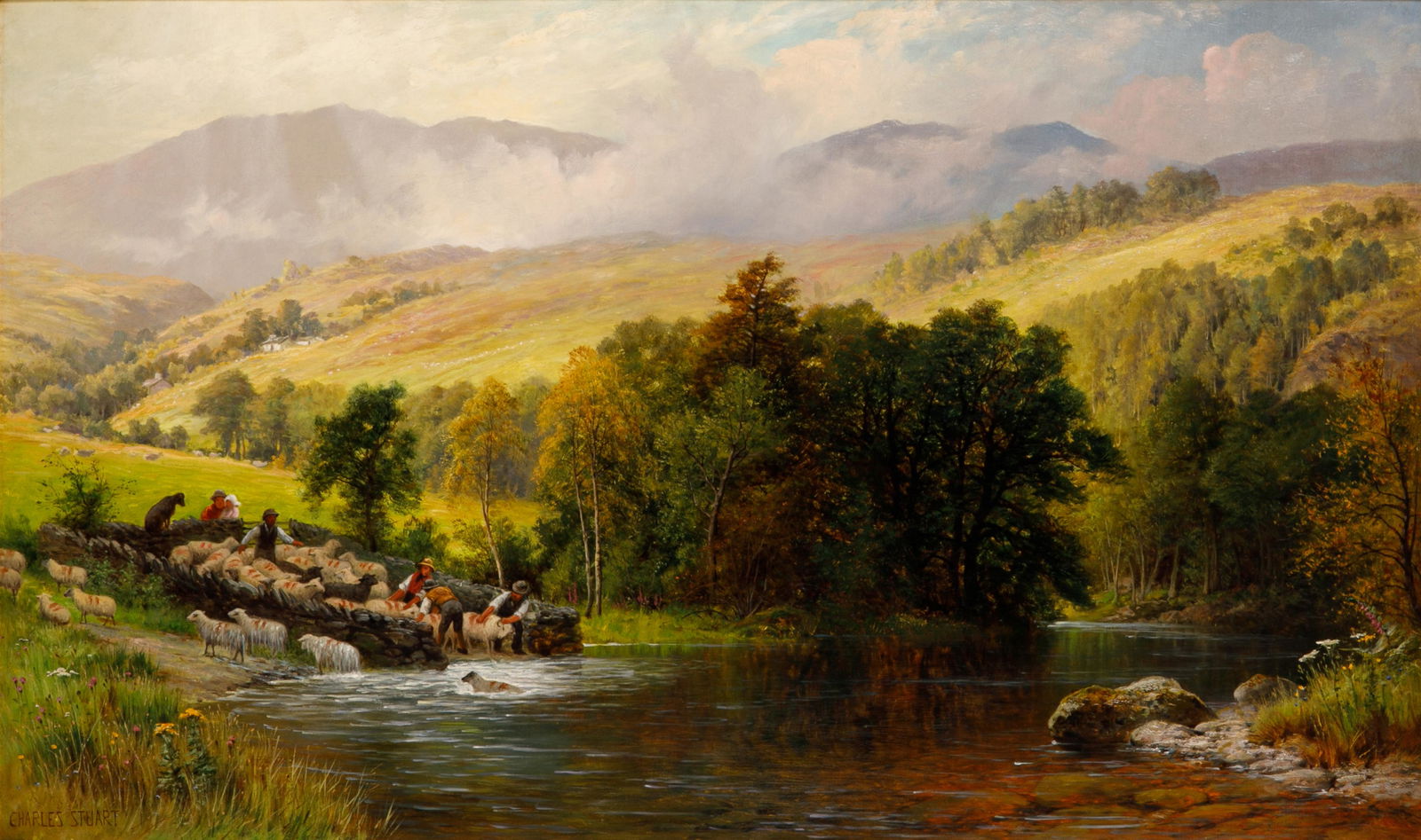 CHARLES STUART (British, 1854-1904): Highland Landscape Oil on canvas Size: 30 x 50 in. Signed lower left With Frederick Thom Gallery, Toronto