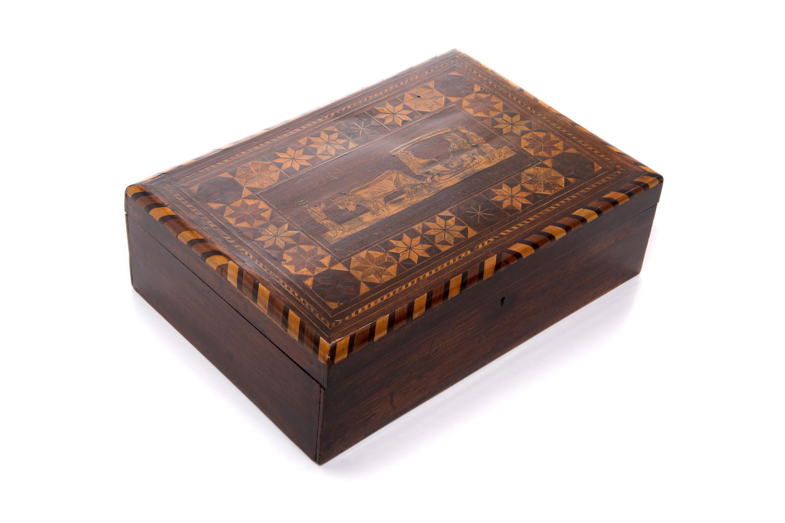 ENGLISH 19TH C MIXED INLAID WOOD BOX (1 of 2)
