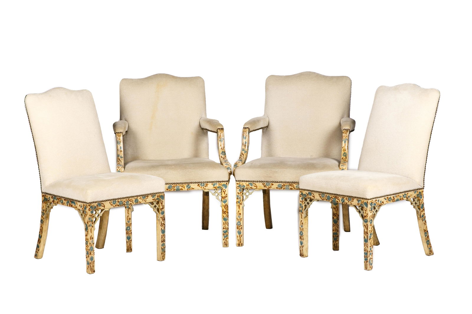 SET OF 8 WHITE CHIPPENDALE STYLE DINING CHAIRS (1 of 7)