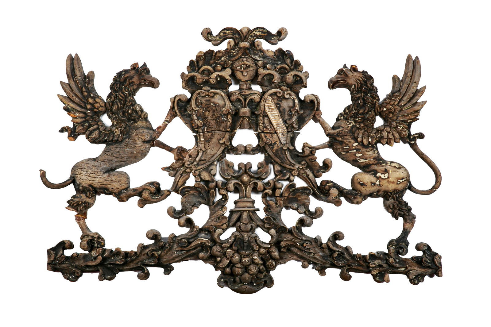 LATE 18th C CARVED WALNUT ARMORIAL (1 of 1)