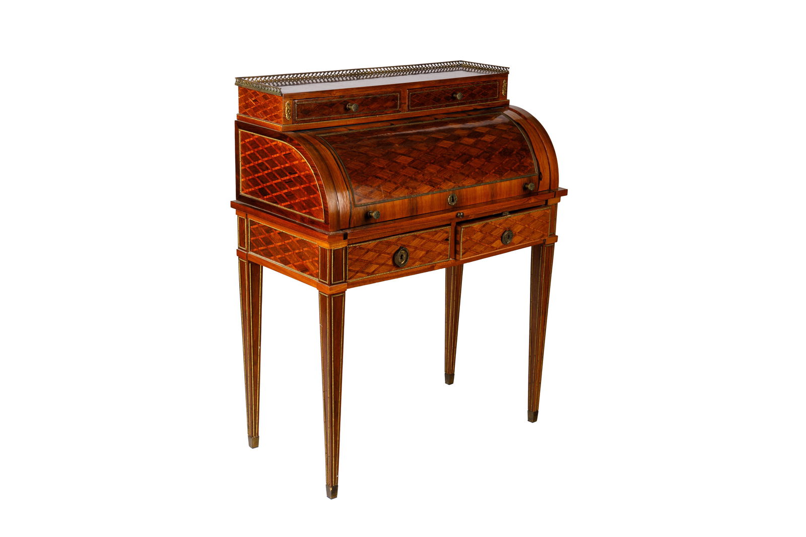 POLISH EMPIRE STYLE MAHOGANY ROLL TOP DESK (1 of 7)