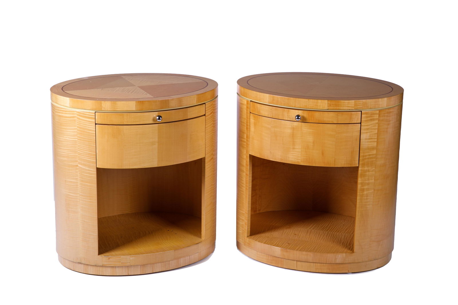 PAIR OF CENTRAC ART DECO STYLE OVAL NIGHTSTANDS (1 of 4)