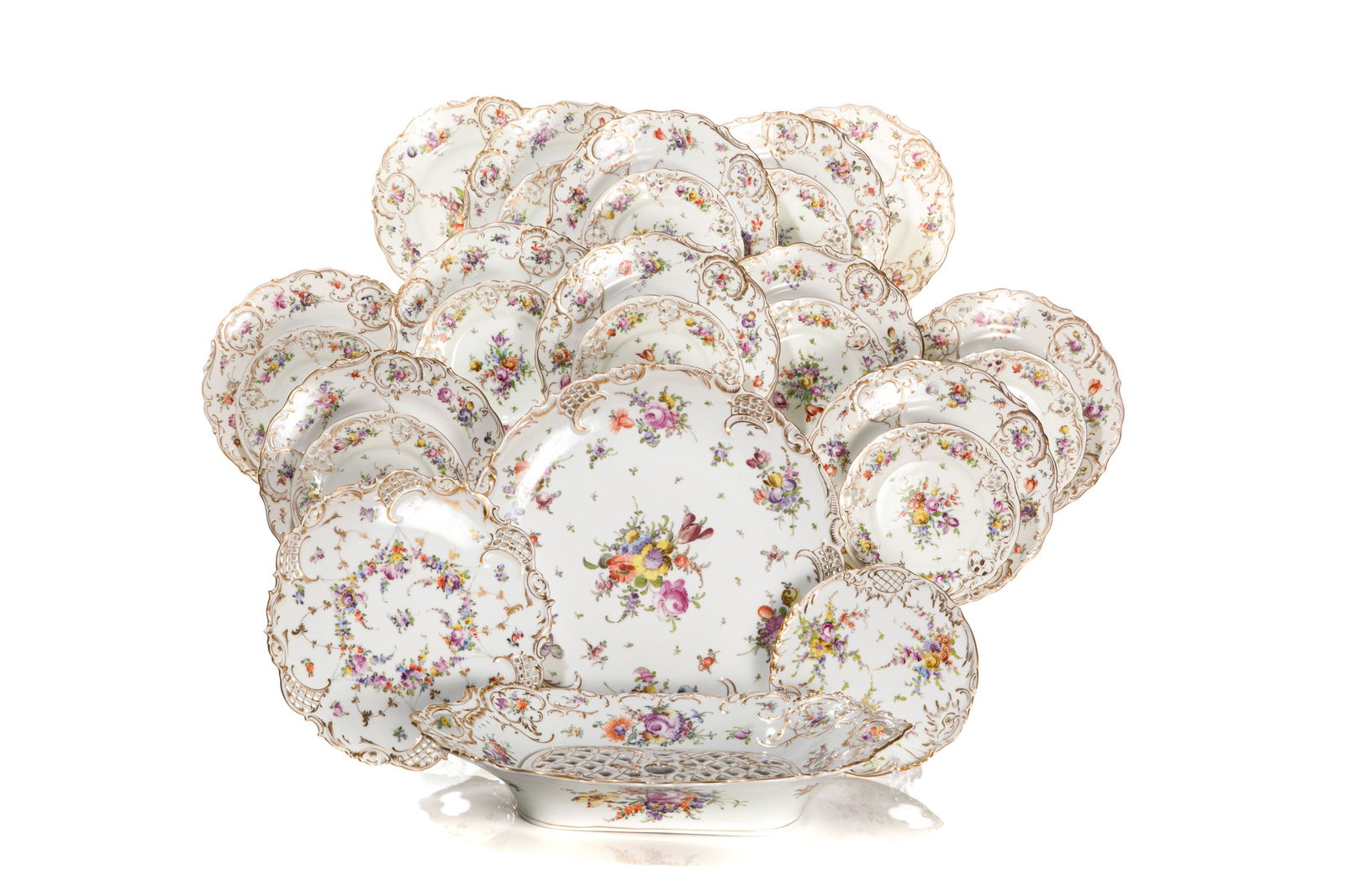 26 DRESDEN HAND PAINTED PORCELAIN DISHES (1 of 4)