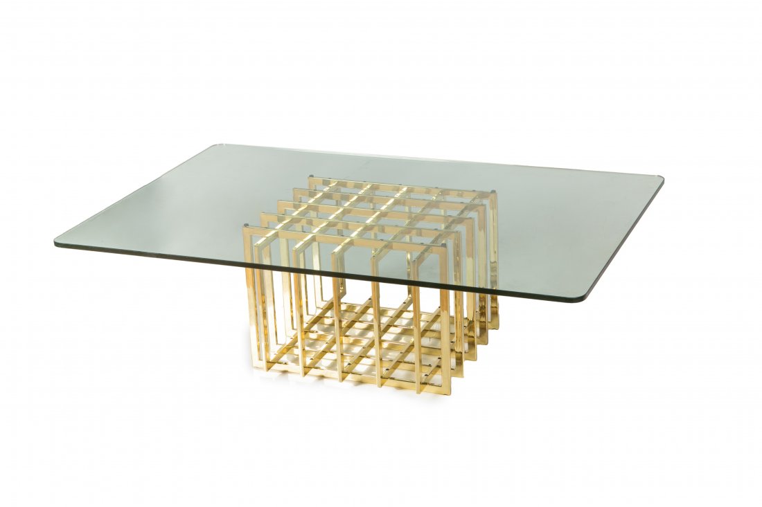 VINTAGE PIERRE CARDIN BRASS & GLASS COCKTAIL TABLE (1 of 2)