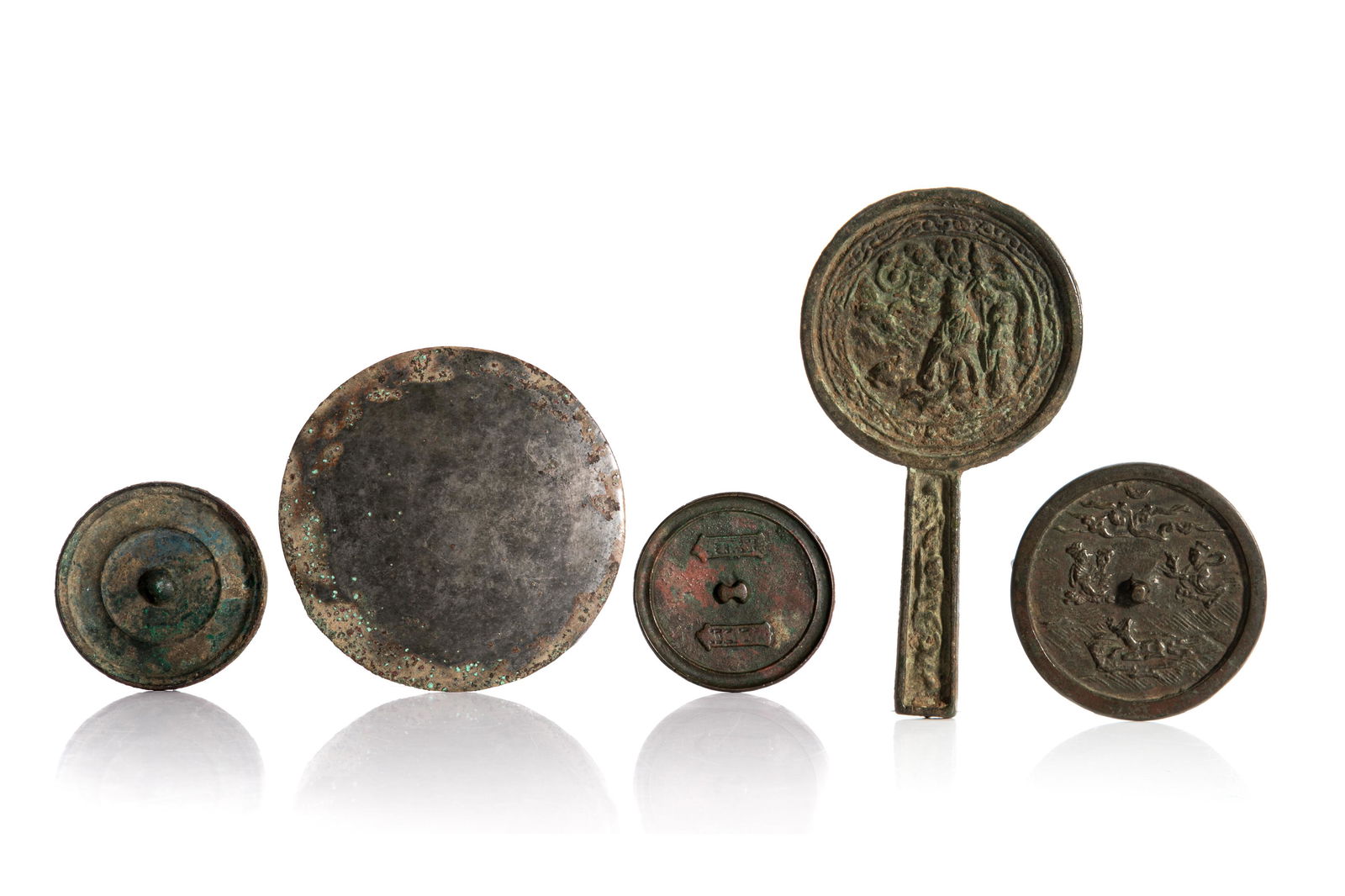 FIVE EARLY CHINESE BRONZE MIRRORS (1 of 2)