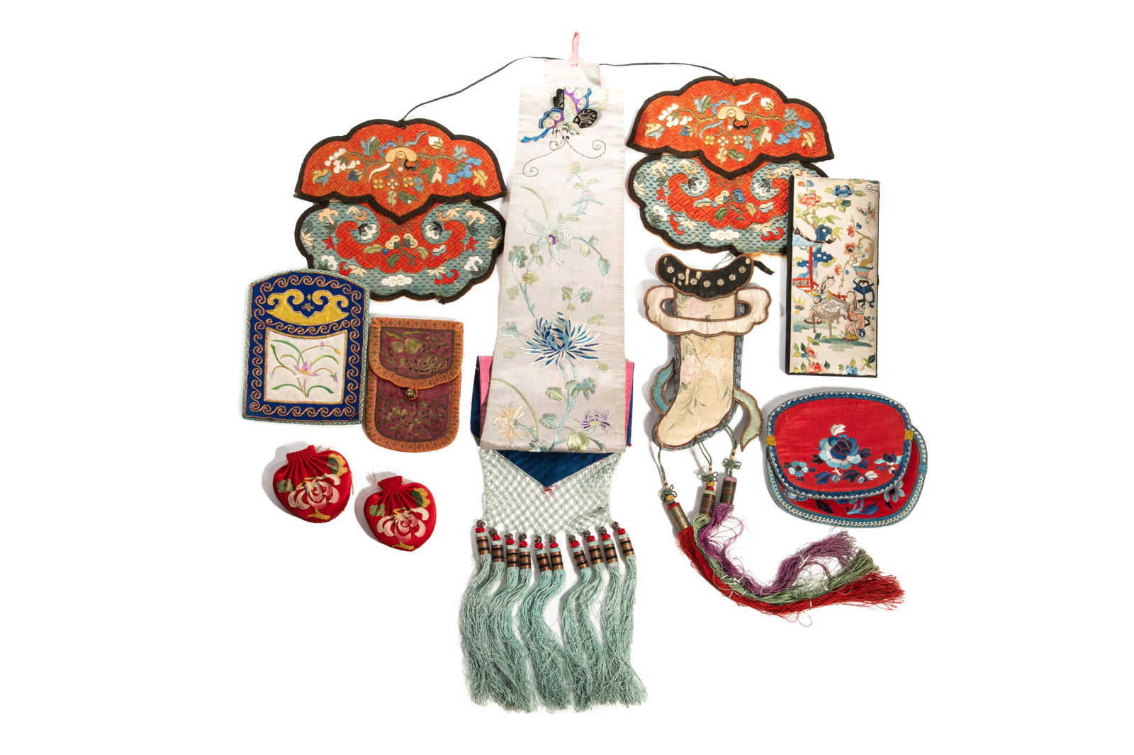 CHINESE EMBROIDERIES OF PURSES & DECORATIONS (1 of 4)