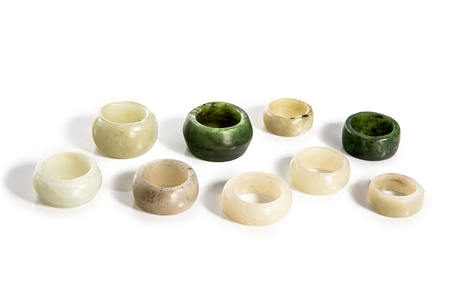 GROUP OF NINE CHINESE JADE RINGS (1 of 2)