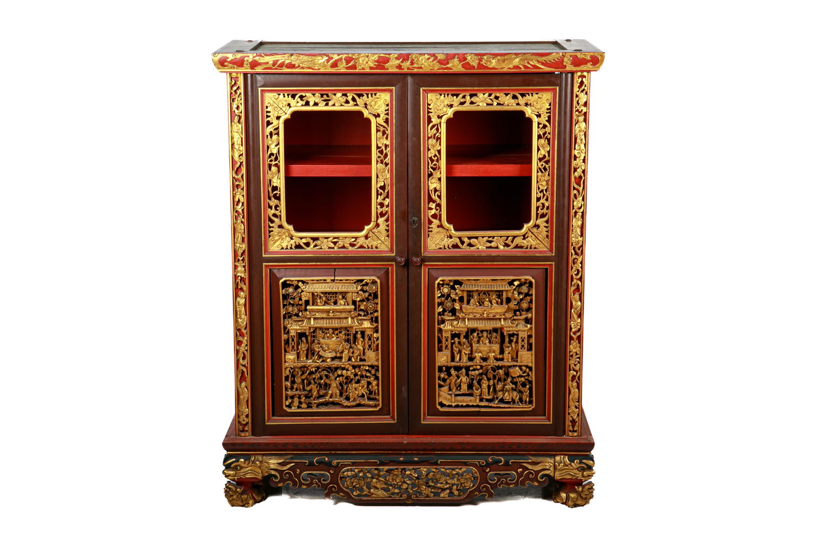 CHINESE RED PAINTED TWO-DOOR CABINET (1 of 8)