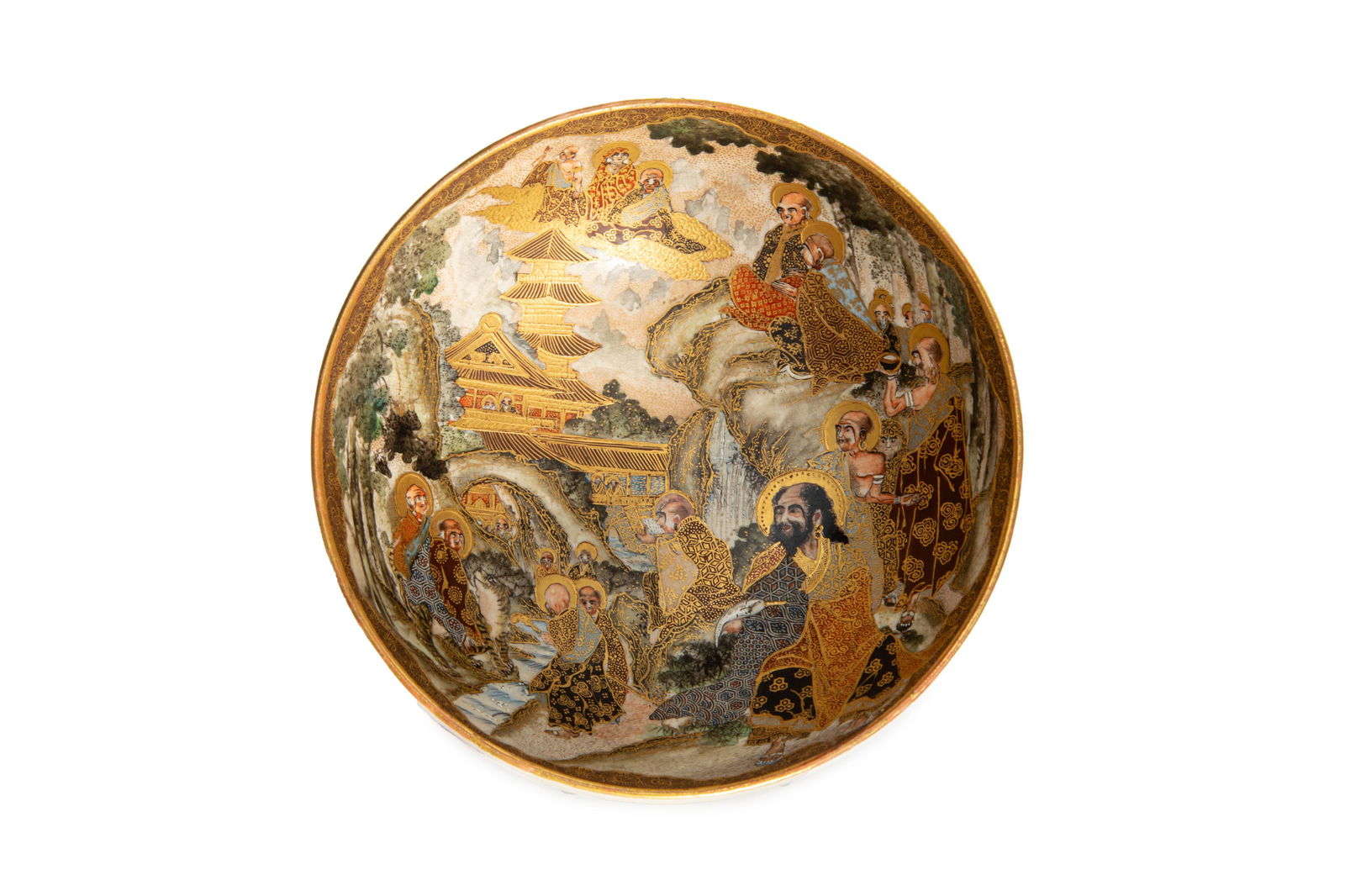 SMALL SATSUMA BOWL WITH DRAGON IN RELIEF (1 of 8)