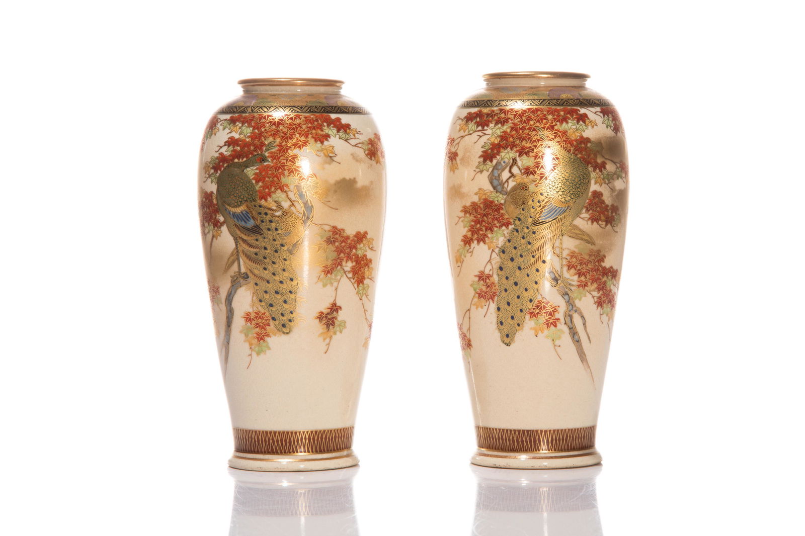 PAIR OF SMALL JAPANESE SATSUMA VASES (1 of 5)