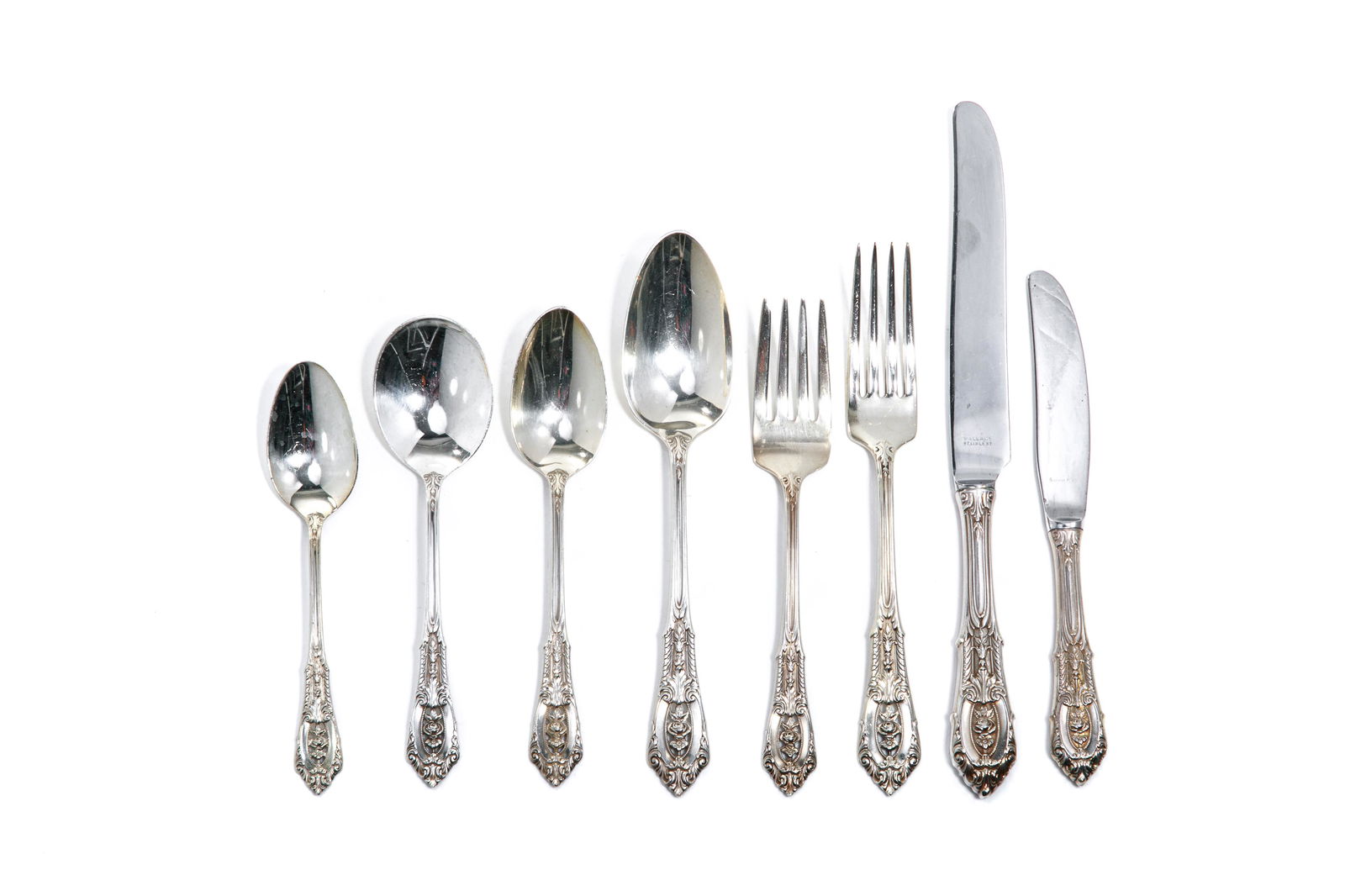 SILVER WALLACE ROSE POINT FLATWARE SERVICE 2,172g (1 of 3)